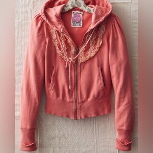 Free People Vintage The Originals Hooded Sweatshirt With Lace